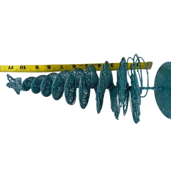 🌸6/$20🌸 Like new Whimsical Turquoise Glittered Table Christmas Tree - Picture 11 of 13